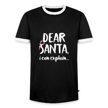 Christmas Dear Santa i can explain - Men's Ringer Shirt - black/white - Front - AI Model Female 172 light (172cm) & AI Model Male 178 light (178cm)