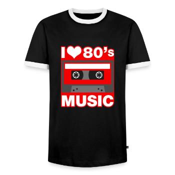 i love 80s music - Men's Ringer Shirt - black/white - Front - AI Model Female 172 light (172cm) & AI Model Male 178 light (178cm)