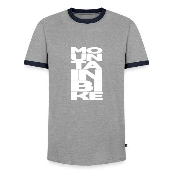 mountain bike - Men's Ringer Shirt - grey/navy  - Front - AI Model Female 172 light (172cm) & AI Model Male 178 light (178cm)