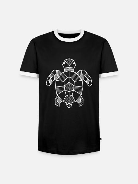 Turtle Geometric Gift Triangle Hipster - Men's Ringer Shirt - black/white