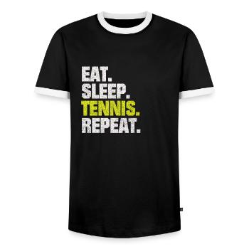 DISCOURS DRÔLE TENNIS MANGEZ SOMMEIL TENNIS REPEAT - T-shirt contrasté Homme - noir/blanc - Devant - AI Model Female 172 light (172cm) & AI Model Male 178 light (178cm)