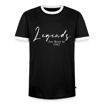 Des légendes sont nées en 1962 Idée cadeau - T-shirt contrasté Homme - noir/blanc - Devant - AI Model Female 172 light (172cm) & AI Model Male 178 light (178cm)