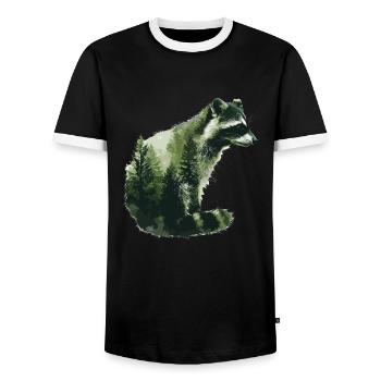 Mignon raton laveur raton laveur nature bébé raton laveur forêt - T-shirt contrasté Homme - noir/blanc - Devant - AI Model Female 172 light (172cm) & AI Model Male 178 light (178cm)