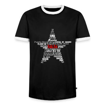Salsa Star Shirt white - Mambo New York - Männer Kontrast-T-Shirt - Schwarz/Weiß - Vorne - AI Model Female 172 light (172cm) & AI Model Male 178 light (178cm)