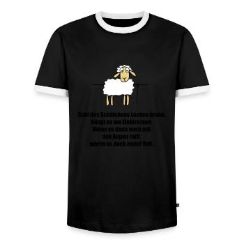 schaefchen - Männer Kontrast-T-Shirt - Schwarz/Weiß - Vorne - AI Model Female 172 light (172cm) & AI Model Male 178 light (178cm)