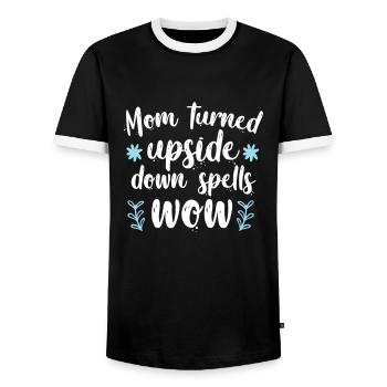 Mom turned upside down spells wow - Men's Ringer Shirt - black/white - Front - AI Model Female 172 light (172cm) & AI Model Male 178 light (178cm)