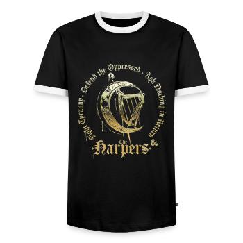 Donjons & Dragons / Dungeons & Dragons / Harpers - T-shirt contrasté Homme - noir/blanc - Devant - AI Model Female 172 light (172cm) & AI Model Male 178 light (178cm)