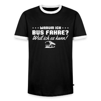 Bus fahren Weil ich es kann Busfahrer - Männer Kontrast-T-Shirt - Schwarz/Weiß - Vorne - AI Model Female 172 light (172cm) & AI Model Male 178 light (178cm)