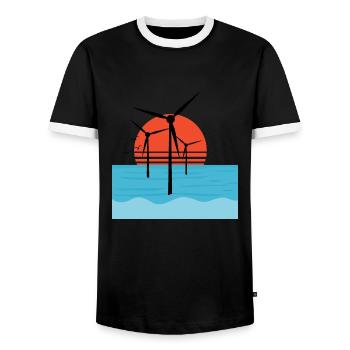 windmill - Men's Ringer Shirt - black/white - Front - AI Model Female 172 light (172cm) & AI Model Male 178 light (178cm)