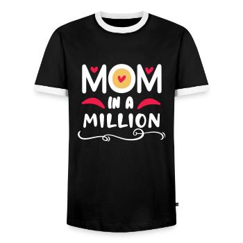 Mom in a million - Men's Ringer Shirt - black/white - Front - AI Model Female 172 light (172cm) & AI Model Male 178 light (178cm)