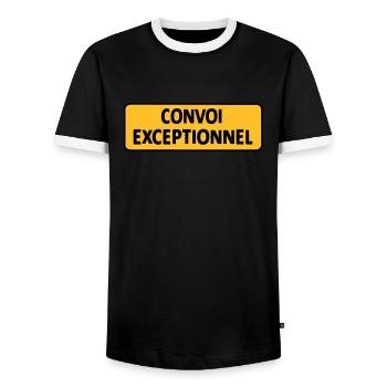 Convoi Exeptionnel - T-shirt contrasté Homme - noir/blanc - Devant - AI Model Female 172 light (172cm) & AI Model Male 178 light (178cm)