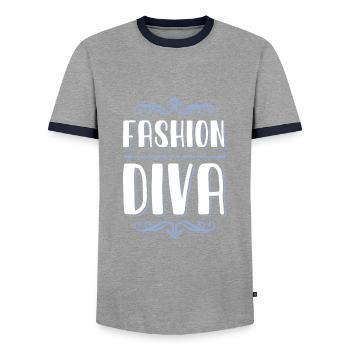fashion diva - T-shirt contrasté Homme - gris/marine  - Devant - AI Model Female 172 light (172cm) & AI Model Male 178 light (178cm)