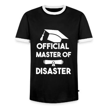 Master Of Disaster Uni Abschluss Master Uni - Männer Kontrast-T-Shirt - Schwarz/Weiß - Vorne - AI Model Female 172 light (172cm) & AI Model Male 178 light (178cm)