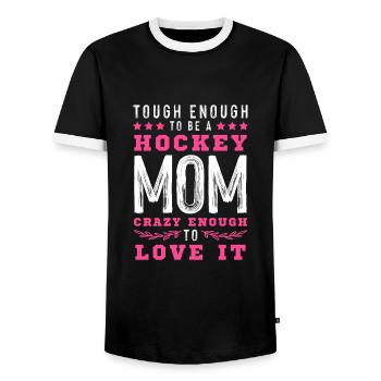 mom mom ice hockey eiskockey - Men's Ringer Shirt - black/white - Front - AI Model Female 172 light (172cm) & AI Model Male 178 light (178cm)