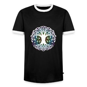 Arbre de vie Fleur de vie Fleur de vie - T-shirt contrasté Homme - noir/blanc - Devant - AI Model Female 172 light (172cm) & AI Model Male 178 light (178cm)