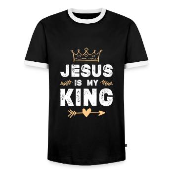 Jésus est roi - T-shirt contrasté Homme - noir/blanc - Devant - AI Model Female 172 light (172cm) & AI Model Male 178 light (178cm)