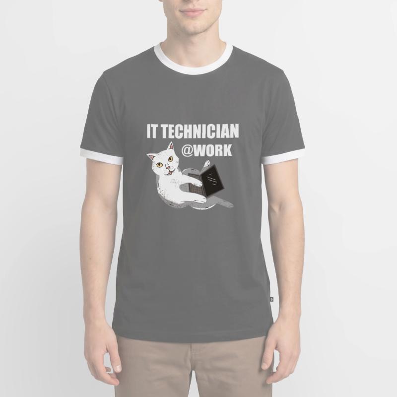 IT Techniker Katze Programmierer Techie Männer Kontrast-T-Shirt