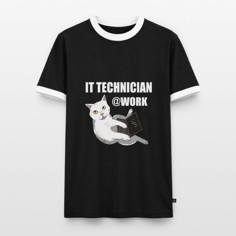 IT Techniker Katze Programmierer Techie Männer Kontrast-T-Shirt