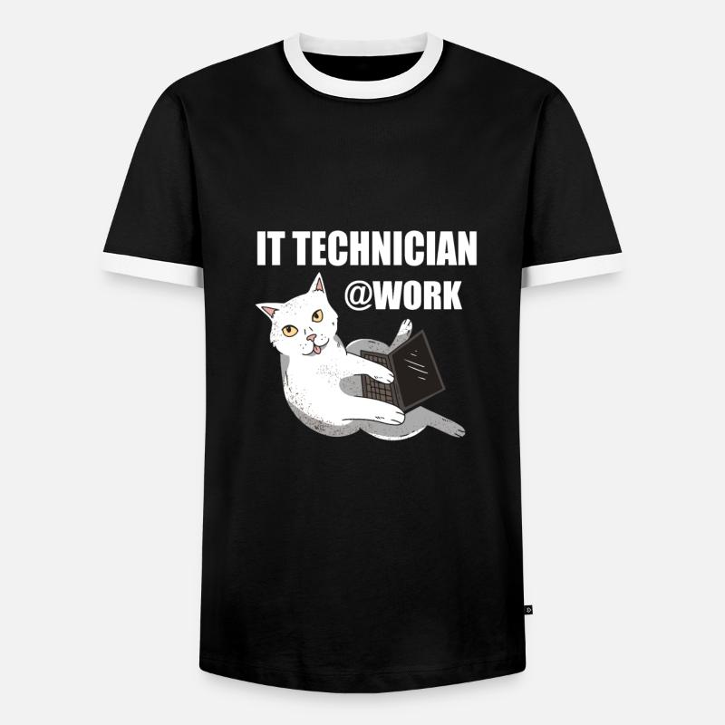 IT technicien de chat programmeur Techie - T-shirt contrasté Homme - noir/blanc
