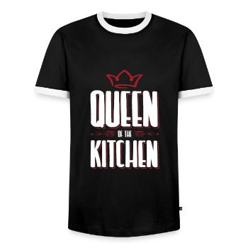 kitchen queen - Men's Ringer Shirt - black/white - Front - AI Model Female 172 light (172cm) & AI Model Male 178 light (178cm)