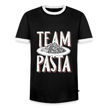 team Pasta spaghetti - Männer Kontrast-T-Shirt - Schwarz/Weiß - Vorne - AI Model Female 172 light (172cm) & AI Model Male 178 light (178cm)