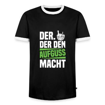 Der Der Den Aufguss Macht Sauna - Männer Kontrast-T-Shirt - Schwarz/Weiß - Vorne - AI Model Female 172 light (172cm) & AI Model Male 178 light (178cm)