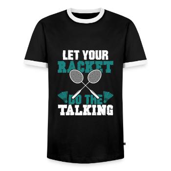 badminton federball - T-shirt contrasté Homme - noir/blanc - Devant - AI Model Female 172 light (172cm) & AI Model Male 178 light (178cm)