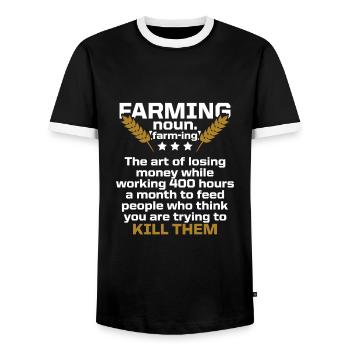 farming farmer - Men's Ringer Shirt - black/white - Front - AI Model Female 172 light (172cm) & AI Model Male 178 light (178cm)