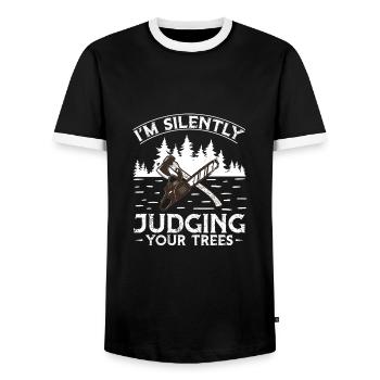 Bûcherons Bûcherons Foresterie - T-shirt contrasté Homme - noir/blanc - Devant - AI Model Female 172 light (172cm) & AI Model Male 178 light (178cm)