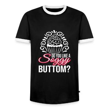 Baking Donut Cake - Men's Ringer Shirt - black/white - Front - AI Model Female 172 light (172cm) & AI Model Male 178 light (178cm)