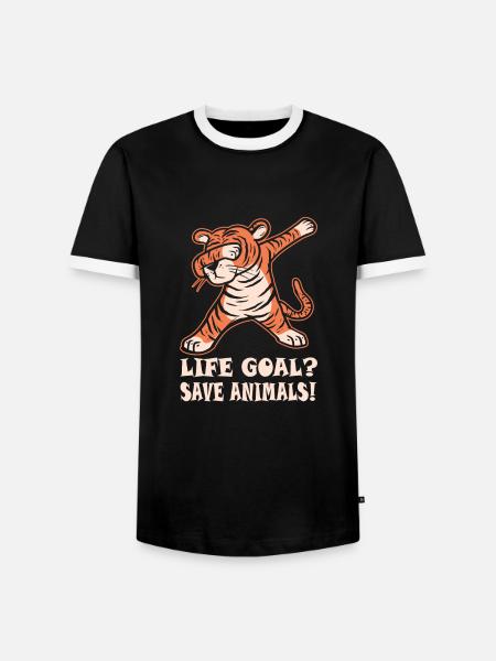 TIERRETTUNG TIERHILFE - Männer Kontrast-T-Shirt - Schwarz/Weiß