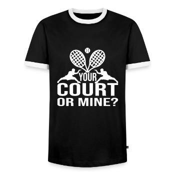 Tennis - Men's Ringer Shirt - black/white - Front - AI Model Female 172 light (172cm) & AI Model Male 178 light (178cm)