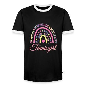 Tennis - T-shirt contrasté Homme - noir/blanc - Devant - AI Model Female 172 light (172cm) & AI Model Male 178 light (178cm)