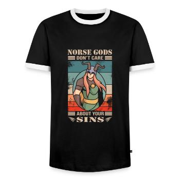 Viking - Men's Ringer Shirt - black/white - Front - AI Model Female 172 light (172cm) & AI Model Male 178 light (178cm)