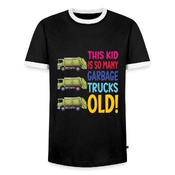 Garbage truck birthday boy 3 - Men's Ringer Shirt - black/white - Front - AI Model Female 172 light (172cm) & AI Model Male 178 light (178cm)
