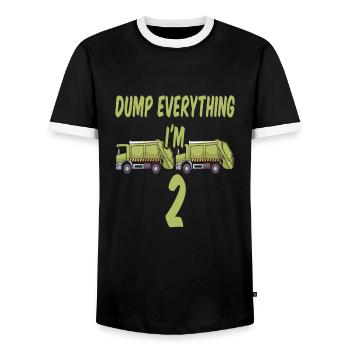 Camion à ordures Garçon d’anniversaire 2 - T-shirt contrasté Homme - noir/blanc - Devant - AI Model Female 172 light (172cm) & AI Model Male 178 light (178cm)