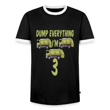Garbage truck birthday boy 3 - Men's Ringer Shirt - black/white - Front - AI Model Female 172 light (172cm) & AI Model Male 178 light (178cm)