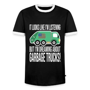 Garçon d’anniversaire de camion à ordures - T-shirt contrasté Homme - noir/blanc - Devant - AI Model Female 172 light (172cm) & AI Model Male 178 light (178cm)