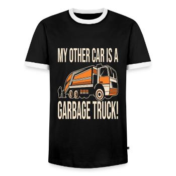 Garçon d’anniversaire de camion à ordures - T-shirt contrasté Homme - noir/blanc - Devant - AI Model Female 172 light (172cm) & AI Model Male 178 light (178cm)