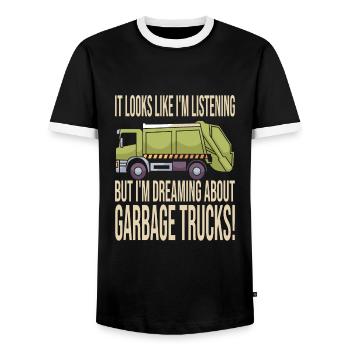 Garçon d’anniversaire de camion à ordures - T-shirt contrasté Homme - noir/blanc - Devant - AI Model Female 172 light (172cm) & AI Model Male 178 light (178cm)
