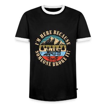 Train mechanic - Men's Ringer Shirt - black/white - Front - AI Model Female 172 light (172cm) & AI Model Male 178 light (178cm)