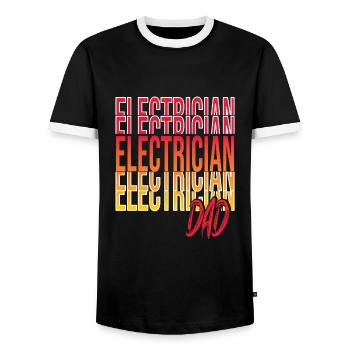 Electrician - Men's Ringer Shirt - black/white - Front - AI Model Female 172 light (172cm) & AI Model Male 178 light (178cm)