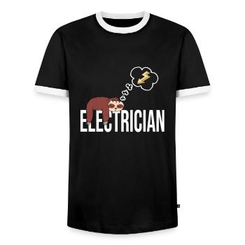 Electrician - Men's Ringer Shirt - black/white - Front - AI Model Female 172 light (172cm) & AI Model Male 178 light (178cm)
