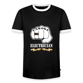 Electrician - Men's Ringer Shirt - black/white - Front - AI Model Female 172 light (172cm) & AI Model Male 178 light (178cm)