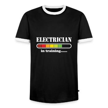 electrician - Men's Ringer Shirt - black/white - Front - AI Model Female 172 light (172cm) & AI Model Male 178 light (178cm)
