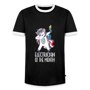 electrician - Men's Ringer Shirt - black/white - Front - AI Model Female 172 light (172cm) & AI Model Male 178 light (178cm)