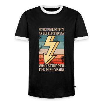 Electrician - Men's Ringer Shirt - black/white - Front - AI Model Female 172 light (172cm) & AI Model Male 178 light (178cm)