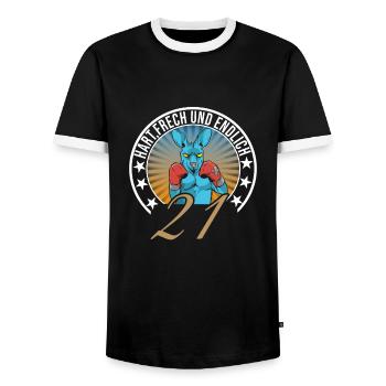 21. Geburtstag - Männer Kontrast-T-Shirt - Schwarz/Weiß - Vorne - AI Model Female 172 light (172cm) & AI Model Male 178 light (178cm)