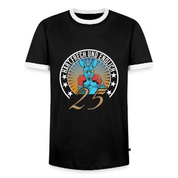 25. Geburtstag - Männer Kontrast-T-Shirt - Schwarz/Weiß - Vorne - AI Model Female 172 light (172cm) & AI Model Male 178 light (178cm)