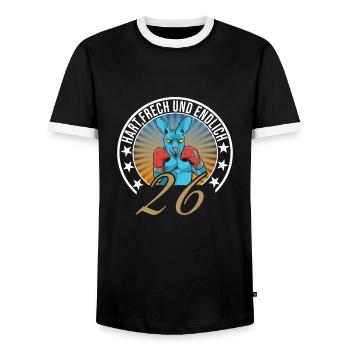 26. Geburtstag - Männer Kontrast-T-Shirt - Schwarz/Weiß - Vorne - AI Model Female 172 light (172cm) & AI Model Male 178 light (178cm)